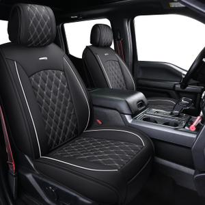 Aierxuan Full Set Car Seat Covers Custom Fit 2009-2026 Ford F150 Crew Cab, 2017-2026 F250 F350 F450 Super Duty Pick-up Truck, Automotive Vehicle Cushion Cover with Waterproof Leather (Black and White)