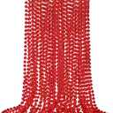 SHAOQINLIN 12 PCS Red Mardi Gras Beads, Red Beads Necklaces Christmas Necklace, 33" Metallic Party Bead Necklace for Valentines Christmas Parade Throws Wedding Birthday Party Favors