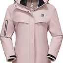 Women's Ski Jacket Waterproof Warm Winter Coat Hooded Windproof Snow Jacket for Hiking Snowboarding (Pink, M)