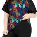 Davena Women's Plus Size 2 Piece Rash Guard Short Sleeve Swimsuit with Boyshorts Swim Shirt UPF 50+ (X-Large Plus)