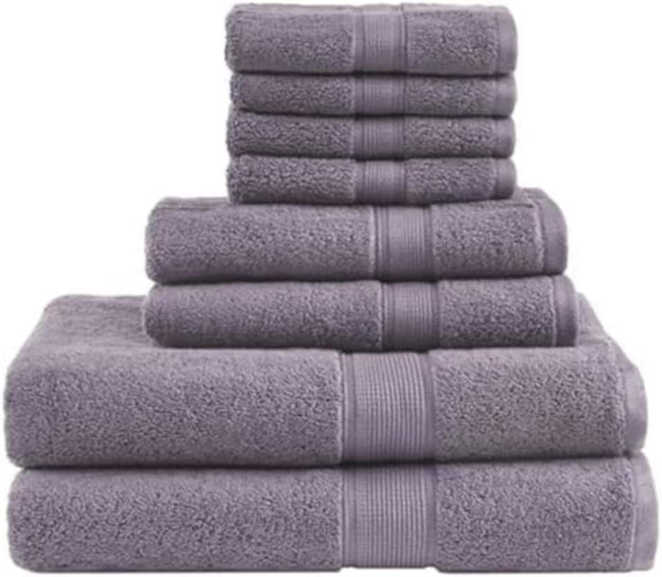 Madison Park 800GSM Bathroom Towel Set of 8 100% Cotton Bath Towel Set for Bathroom Luxurious Highly Absorbent 2 Bath Towels 2 Hand Towels 4 Washcloths Quick Dry Spa Quality Light Purple (Multi-Sizes)
