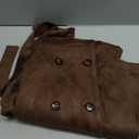 Allegra K Women's Faux Suede Notched Lapel Strap Cuff Solid Double Breasted Tie Belt Trench Coat X-Small Coffee