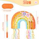 WERNNSAI Rainbow Piata - Rainbow Pull String Piata with Bundle with Blindfold and Bat for Girls Kids Boho Theme Birthday Party Decoration Game for Baby Shower Carnival Summer Party Supplies