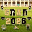 Jetec 15 Pcs Law School Graduation Yard Signs Class of 2026 Law School Criminal Justice Graduation Decorations Black Gold Future Lawyer Yard Signs with Stake for College Outdoor Party Decor