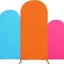 Blue Pink Orange Set of 3 Hawaii Theme Print Arch Cover, Spandex Fitted Wedding Christmas Halloween Arch Stand Covers for Birthday Party Decoration, 4ft, 5ft, 6ft (Multicolor)