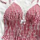 WDIRARA Women's Gingham Cami Crop Tops Plaid Contrast Lace V Neck Camisole Tops (S)