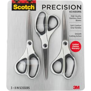 Scotch Precision Ultra Edge Scissors, 8 inch scissors 3-8 inch scissors/pack