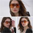 Freckles Mark Vintage Retro 70s Sunglasses for Women Men Classic Large Square Aviator Trendy Glasses (Black)