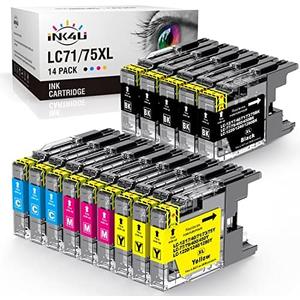 INK4U Compatible LC75 Ink Cartridges Replacement for Brother LC75 LC71 LC79 XL for MFC-J6510DW MFC-J6710DW MFC-J6910DW MFC-J280W MFC-J425W MFC-J430W Printer(5 Black,3 Cyan,3 Magenta,3 Yellow,14 Pack)