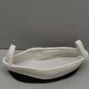 Mkono Small Storage Basket for Toilet Tank Top Boho Bathroom Decor Woven Rope Toilet Paper Tray Organizer for Shelf Bedroom Living Room, Black and White, 1 Pack, 13" L x 6" W