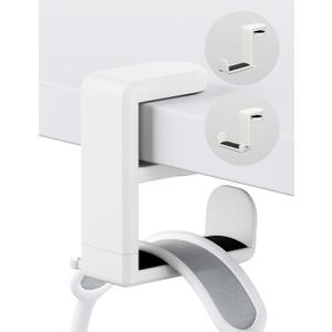 Headphone Hook - Under Desk Headphone Holder with 360-Degree Adjustable Rotation (Creamy White)