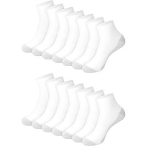 Hanes Men's Double Tough Socks, Crew and Ankle Moisturing Wicking Socks, Black & White, Multi-Packs (12-14)