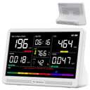 Bonoch 16 in 1 Air Quality Monitor Indoor 7" Display 9 AQI+7 AQI Alerts, CO2 Monitor Air Quality Tester for CO2, TVOC, PM2.5 PM1.0 PM10, HCHO Temperature Humidity AQI & Time Air Quality Meter for Home