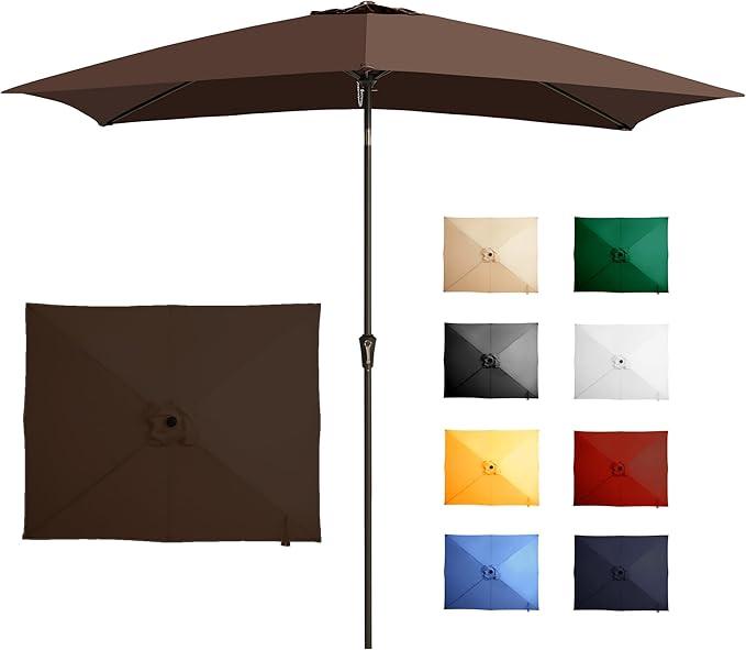 Ayge 6.5x10FT Rectangular Patio Umbrella Outdoor Table Umbrella w/Push Button Tilt & Crank Rectangle Market Umbrella UV Protection for Garden,Deck,Lawn,Yard & Pool