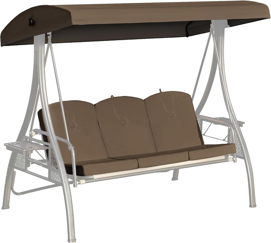 Outdoor Porch Swing Cushions 3 Seater with Swing Canopy