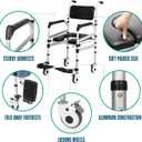 3-in-1 Rolling Shower Chair with Wheels, Commode & Wheelchair Function