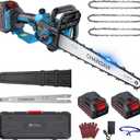 DocSmart Chainsaw Cordless 12 Inch, Electric Chain Saw with 2*4000mAh Rechargeable Batteries, Powerful Handheld Saw for Tree Trimming Wood Cutting, Perfect Gardening Tools for Thick Branches and Logs