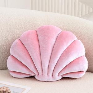 XIAIJIA Seashell Decorative Pillow Shell Shaped Throw Pillow 3D Insert Beach Pillow Soft Velvet Pillow Sea Ocean Decoration Couch Bed Pillow Cushions(Pink,18 X 13 inch)