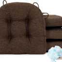 Tromlycs Chair Cushions for Dining Chairs Kitchen Seat Cushions Room Set of 4 Pads with Ties Indoor Non Slip Office 18 x 18 Inch, Dark Brown