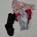 Verdusa Women's 4pack Frill Trim Satin Underwear Briefs Panty Set (X-Large, Black/Grey/Pink/Red)