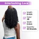 8 inch 40 Stands Sisterlocks Loc Extensions Human Hair, 0.2cm Width 100% Human Hair Micro Dreadlock Extensions, Soft Human Hair Dreads Extensions, Natural Black (8 inch 40 Strands, 1B 0.2cm)