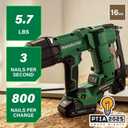 Metabo HPT 18V MultiVolt Brushless Pro 16-GA Straight Finish Nailer Kit, 16 Gauge Finish Nailer, Power Tool with 2.0Ah Lithium Ion Battery, 1" to 2-1/2" Nails, Powerful Brushless Motor, NT1865DSA