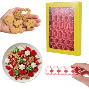 6Pcs Mini Christmas Cookie Cutters Set, Tree, Gingerbread Man, Candy Canes, Snowflakes, Gloves, Christmas Stockings, Holiday Cookie Cutters for Fondant, Pet Snacks