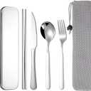 316 Stainless Steel Travel Utensils Set with Case - Food Grade Reusable Cutlery for Work, Camping, Picnic, Lunch Box - Include Fork, Knife, Spoon, Chopsticks