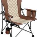Folding Padded Camping Chair with Hard Armrest,Cup Holder,Heavy Duty for Adults,Paded Backrest,Portable Lawn Lightweight Outdoor Camp Chair,Support up to 400lbs, 22.8 X 23.6 X 35.8 inch