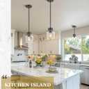 2-Pack Pendant Lights Kitchen Island, 7" Matte Black Hanging Lights Fixtures with Clear Glass Shade, Modern Kitchen Pendant Lighting Over Island for Dining Room, AD-24024-1P2-BK