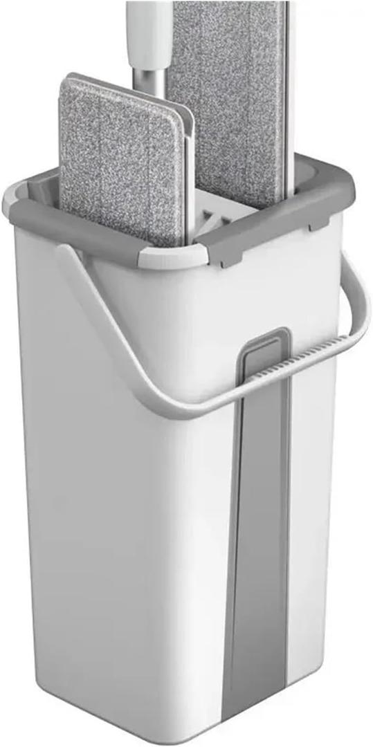 Mop Dry and Wet Hands-Free Flat Mop with Bucket Cleaning and Scraping Household Mopping Device Mops Floor Cleaning(Mop Set)