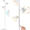 SIBRILLE White Floor Lamp, 36W Modern Dimmable Standing Lamp 2700-6500K, 3 Rotatable LED Lights Reading Tall Lamp, Touch & Remote Control Floor Lamps for Living Room Bedroom Office, FLH-036-F2
