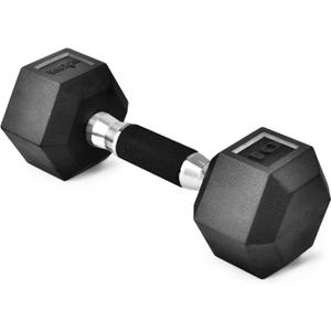 Yes4All Rubber Grip Encased Hex Dumbbell Hand Weights With Anti-Slip  Single (B. 10 Pounds)