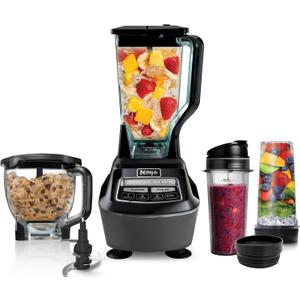 Ninja Mega Kitchen System, 1500W, 72oz Pitcher, 8-Cup, Black, BL770
1500W all-in-one blends smoothies, processes salsa & dough. 72-oz pitcher, 8-cup processor bowl, (2) 16-oz cups.