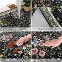 4x4 Square Entry Rug Entryway Foyer: Non-Slip Floral Washable Rugs for Living Room Indoor Floor Kitchen Bedroom - Soft Thin Doormat Carpet Boho Vintage Home Decor (4ft Square, Black)
