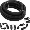 LokoCar 8AN Fuel Line Kit AN8 Nylon Braided Fuel Line Hose Fitting Kit CPE 10FT Black