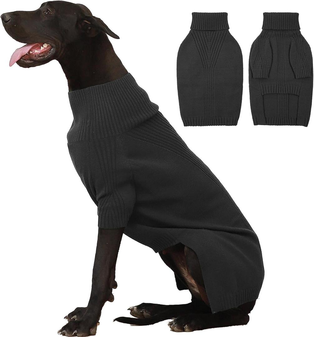 IECOii Extra-Large Dog Sweater 5XL,Christmas Dog Sweaters for Extra Large Dogs Girl Boy,Turtleneck Knitted Knitwear Easy On Doggie Sweatshirt Dog Sweater for Doberman,Great Dane(Grey,XXXXXL)