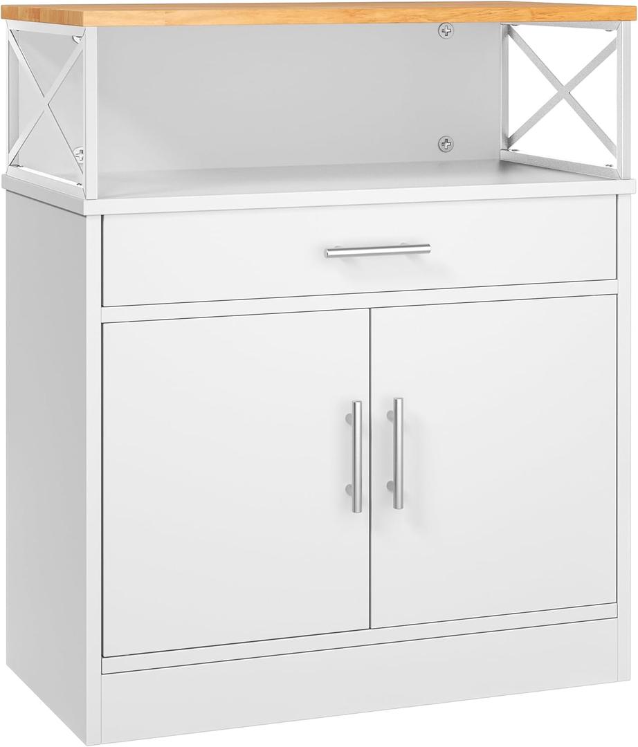 Shintenchi Kitchen Buffet Cabinet with Adjustable Shelf, Modern Kitchen Storage Cabinet,Farmhouse Coffee Bar CabinetWhite (37.6"H)