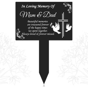Cross Grave Markers Memorial Remembrance Plaque Stake Waterproof Acrylic Marker for Cemetery Religious Memorial Garden Stake Sympathy Dove Grave Decorations for Cemetery Outdoor Yard