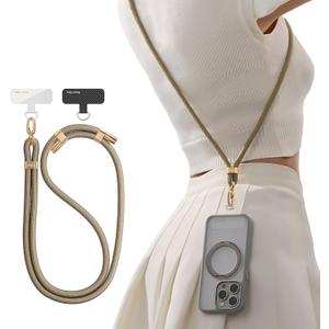 TORRAS Phone Lanyard Crossbody with 2 Phone Tabs, Adjustable Anti Theft Phone Strap for iPhone 17 Pro Max, Premium Metal Buckles, Universal Cell Phone Neck lanyard for Women and Men, Khaki