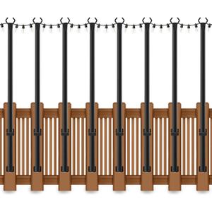 8 Pack String Light Poles for Deck,5 Ft String Light Poles for Outside with Fixing Clips,Metal Poles for Outdoor String Lights, Hanging Light Poles for Fence Garden Backyard Wall Bistro (8 PACK)