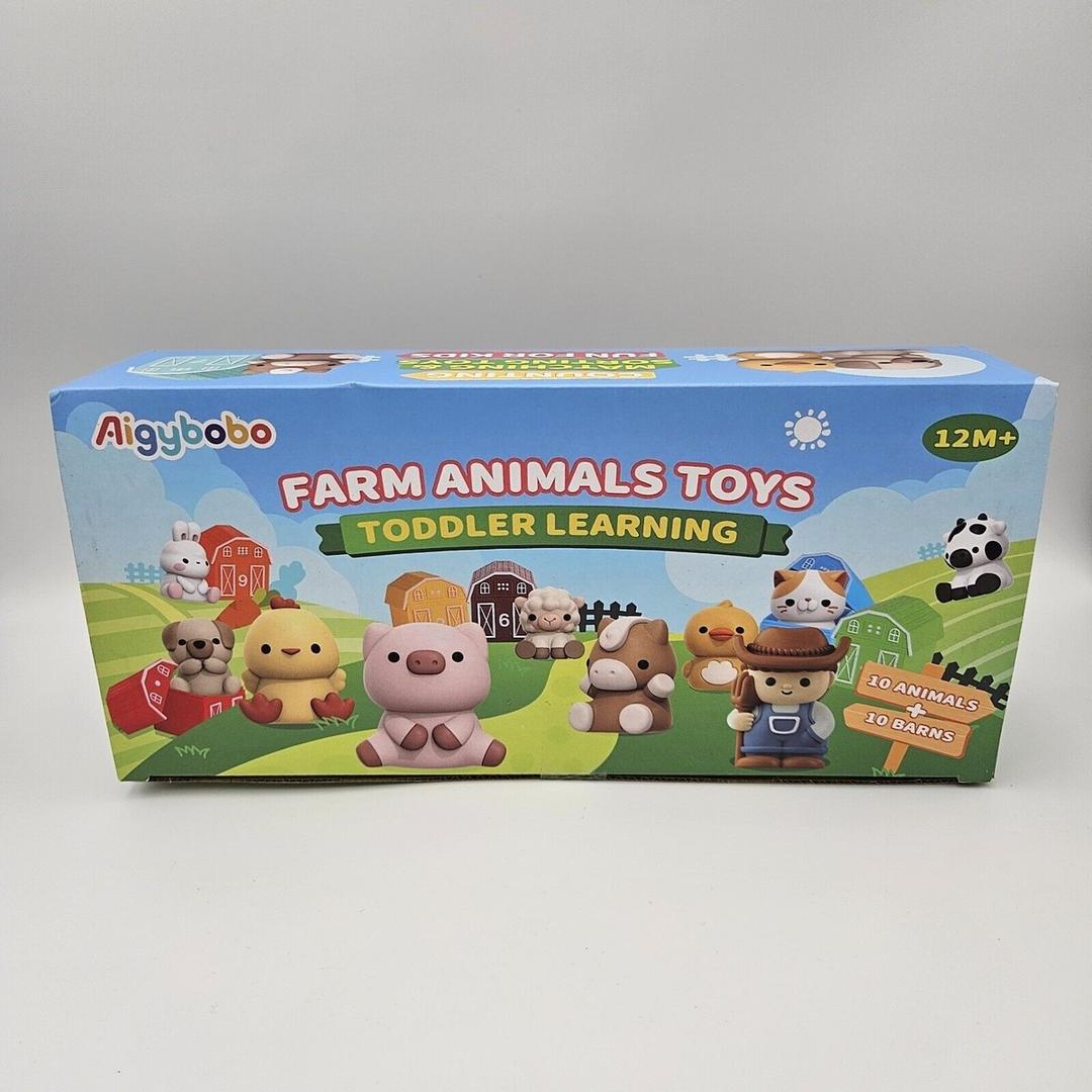 Learning Toys for 1 2 3+ Year Old Toddlers, 20pcs Farm Animals Barn Toys Finger Puppets for Kids,Montessori Counting Matching & Color Sorting Toy Set,Easter Christmas Birthday Gift for Baby Boys Girls