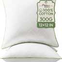 Ashler 12x12 Pillows Insert (Set of 2) - Throw Pillow Inserts with 100% Cotton Cover - Premium Fluffy Pillow Forms Stuffing Bedding Inserts -Decorative White Couch Pillow