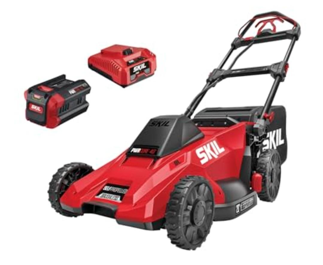 SKIL PWR CORE 40 Electric 20" Lawn Mower, Self-Propelled Cordless, Includes 40V 6.0Ah Battery and PWR Jump Charger - SM4910C-11