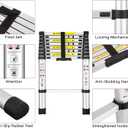 Telescoping Ladders, (8.5Ft/2.6M) EN131 Standards Aluminum Extension Ladder, Extension for RV, Attics, Families, Outdoor Work, with a Maximum Bearing Capacity of 330lbs