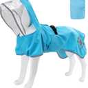 MAMORE Dog Raincoat Hooded Rain Jacket for Small Medium Large Dogs Slicker Poncho Bottom Waterproof Adjustable Reflective Breathable Leash Hole (Blue, Small)