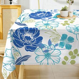 Hexagram Floral Tablecloth 60x120 Inch Summer Rectangle Table Cloth Farmhouse Season for Home Picnic Kitchen Dining Party Decorations