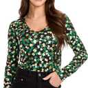 Tipsy Elves St. Patrick's Day Long-Sleeved Bodysuits for Women (Green, M)