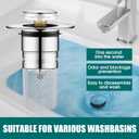 3 x Bathroom Sink Drain Stopper for US Universal Replacement,Pop Up Drain for Bathroom Sink with Stainless Steel Filter Basket Hair Catcher, Sink Drain Strainer for 1.34-1.45 Inch