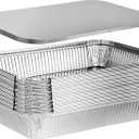 PLASTICPRO Disposable 4 LB Aluminum Takeout Tin Foil Oblong Baking Pans 12'' X 8'' X 2'' Inch With Cardboard Lids Bakeware - Cookware Perfect for Cakes, Lasagna, or Pack of 10 Pans and 10 Lids